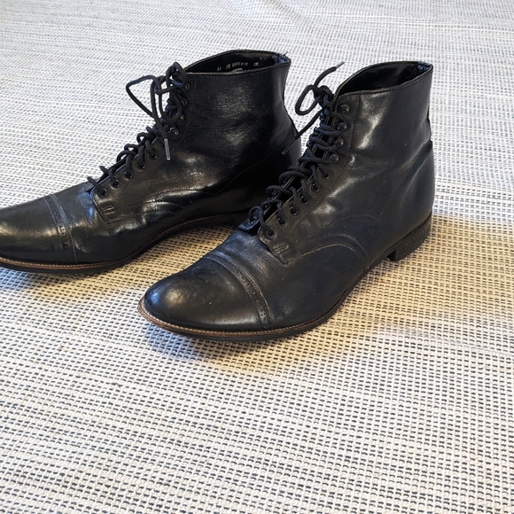 Men's Stacy Adams Black Leather Lace Up Boots Dress Work Business Size 14 - Picture 9 of 13